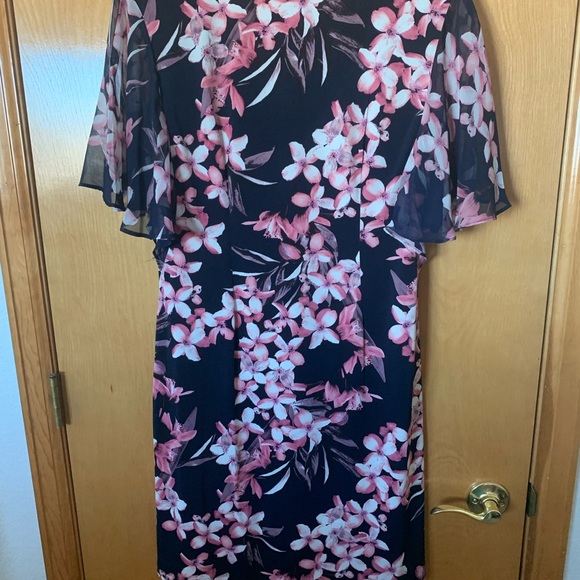 Dressy Casual Navy Blue with Pink Dress - Picture 2 of 3